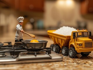 Miniature Cooking Scene with Tiny Ingredients