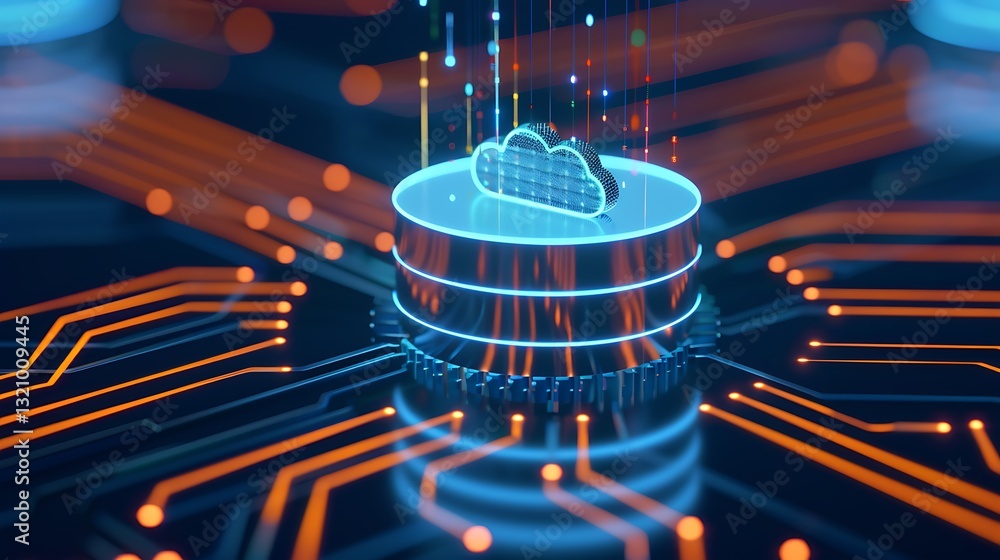 Aufkleber futuristic cloud storage with abstract data connections in a digital environment
