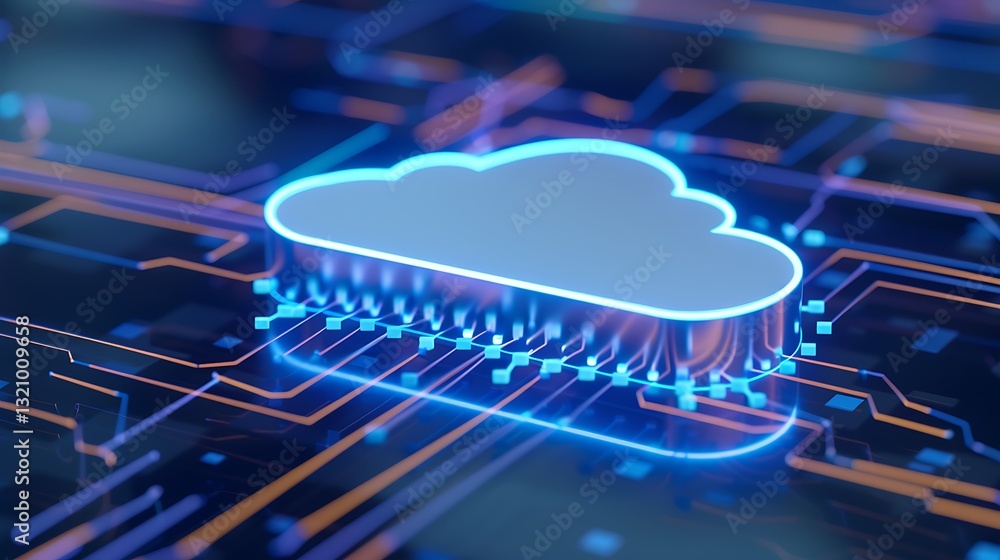 Aufkleber futuristic cloud technology concept with digital circuit background and glowing elements for creativ