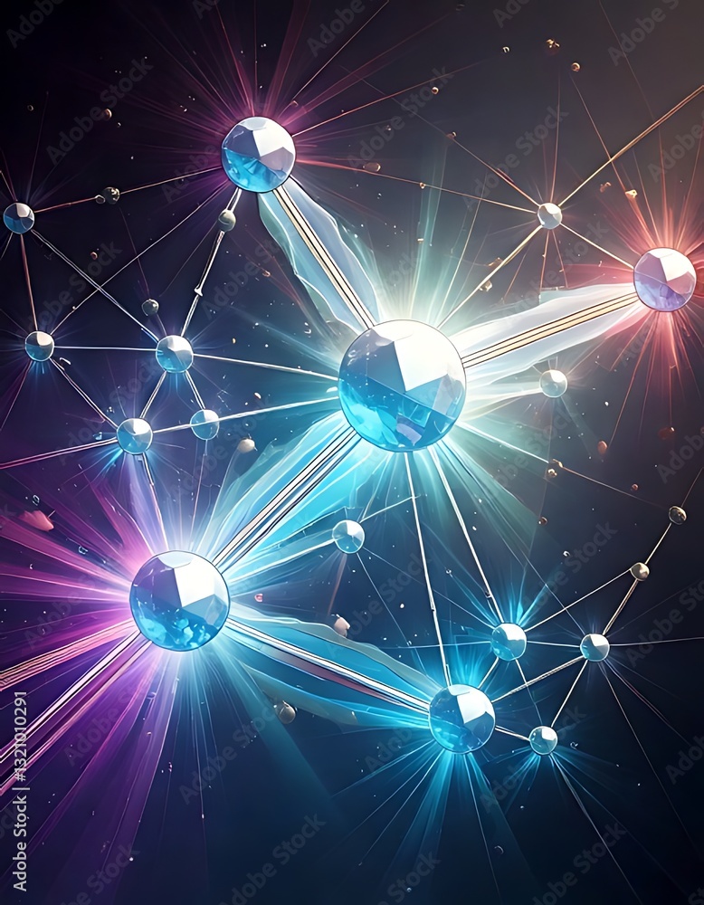 Poster exploring quantum connections in a digital universe abstract art high-tech environment futuristic pe