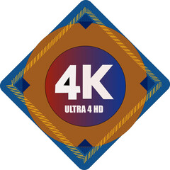 4k Ultra Hd Video Resolution Button Vector 