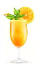 Fototapeta premium Refreshing glass of freshly squeezed orange juice isolated on a clean white background with vibrant citrus color