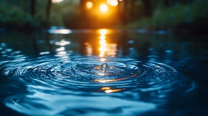 Peaceful outdoor view of blue water ripples reflecting warm sunlight