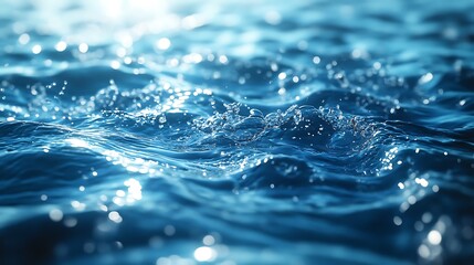 Delicate blue water ripples glistening under bright natural daylight