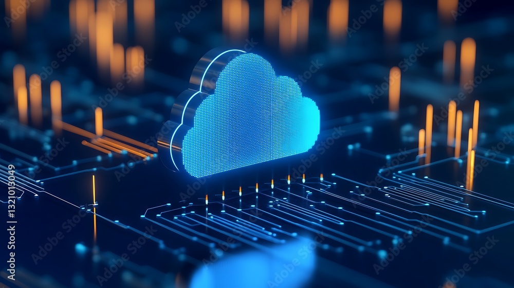 Aufkleber modern cloud computing concept with abstract circuit board elements on digital background