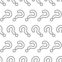 Question mark sign seamless pattern om a white background.
