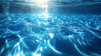 Obraz premium Clear blue water surface with delicate ripples reflecting sunlight during the day