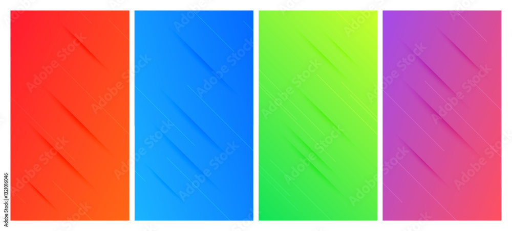 Poster set of abstract gradient backgrounds with lines