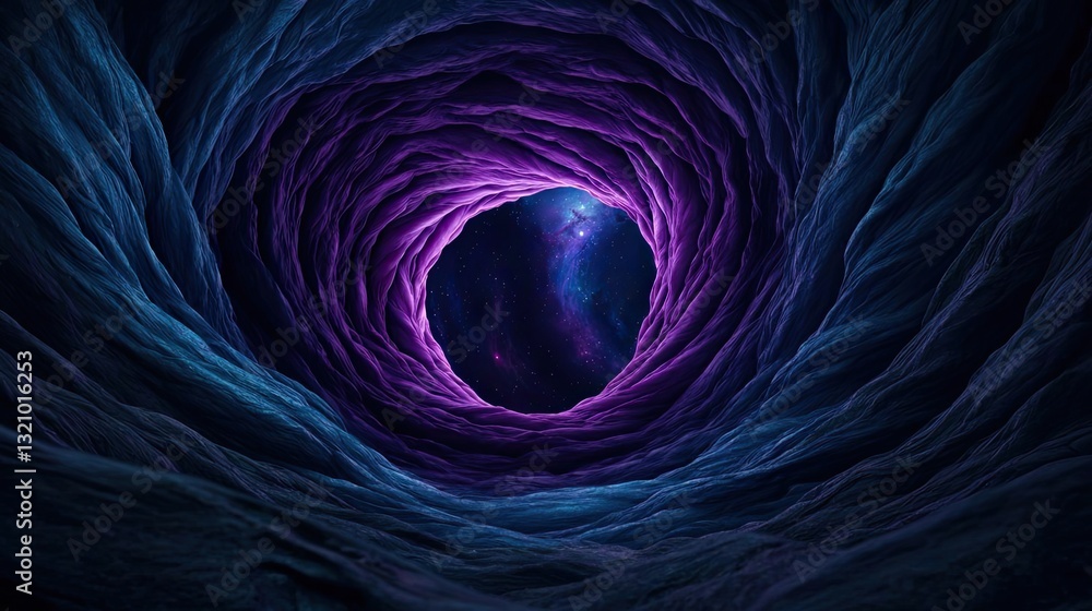 Poster dark sky idea. a mesmerizing view of a colorful vortex leading to the unknown depths of space.
