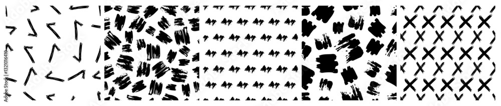 Aufkleber set of seamless patterns with scribble smears