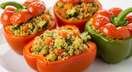 Delicious Quinoa Stuffed Bell Peppers Healthy Veggie Recipe Closeup