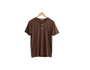 Brown polo shirt on a hanger isolated on transparent background