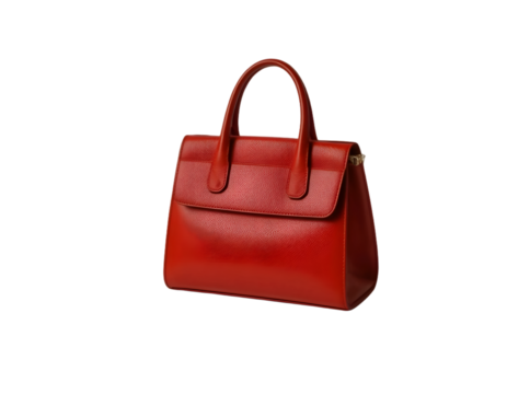 Red leather clutch bag isolated on transparent background