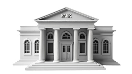 Classical Neoclassical Bank Building Model Isolated on Transparent Background for Architectural Presentations and Marketing