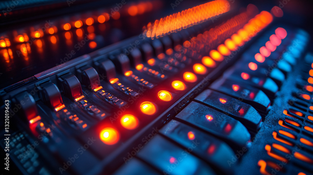 Aufkleber High-tech keyboard illuminated by striking red light symbolizing advanced security measures in digital spaces