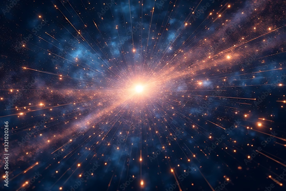 Aufkleber cosmic explosion of light and energy outer space digital art galactic environment wide-angle view as