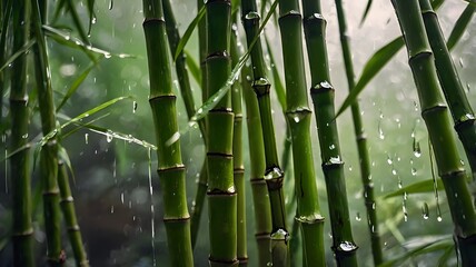 Fototapeta premium Bamboo Forest in Gentle Rain
