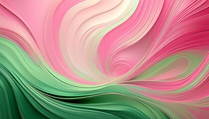 Abstract Pink & Green Background. Swirling patterns & light gradients mix.  Soft, delicate, artistic design