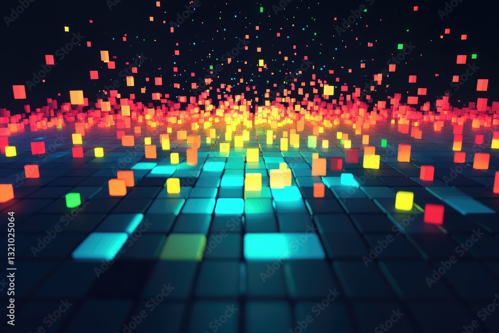 Aufkleber digital mosaic: a vibrant array of illuminated squares, arranged in a mosaic pattern, creates an abs