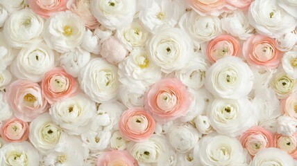Peach and White Ranunculus Flower Background