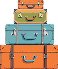 Vsai four retro suitcases ready for a long journey full of adventures