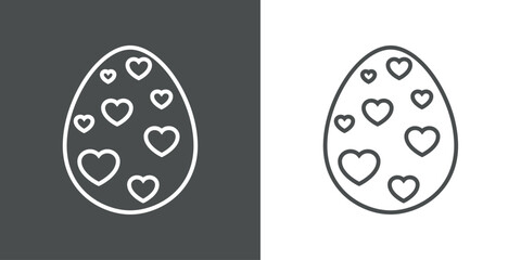 Elemento decorativo de Pascua. Huevo de Pascua con grupo de corazones con líneas 