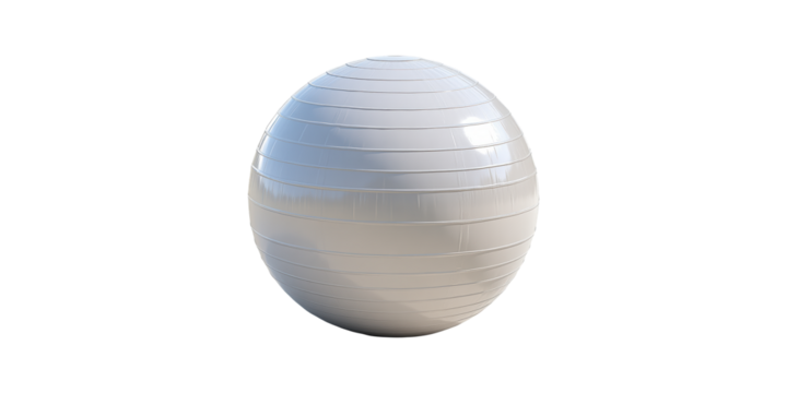 Glossy white exercise ball isolated on transparent background