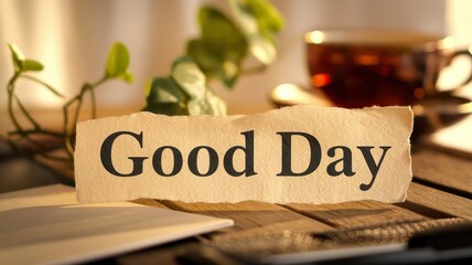 Inspirational Good Day Message on Torn Paper