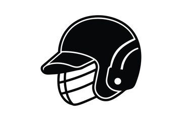 Silhouette of a baseball batting helmet in side view vector art illustration.eps