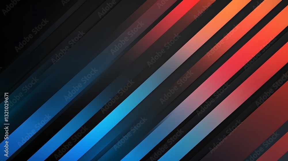 Aufkleber Diagonal bands of multiple colors overlap on black background