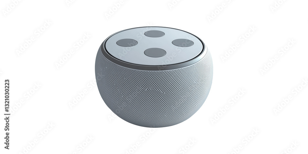 Poster stylish wireless speaker with circular design isolated on transparent background