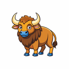 vector illustration of cartoon buffalo