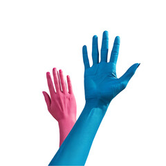 Obraz premium Pink & Blue Hands: Abstract Art