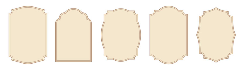 Brown geometric vintage frames. Collection of retro labels. Abstract geometric grunge shape elements.