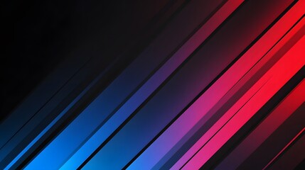 Fototapeta premium Angled bands of blue pink and red gradients on a black background