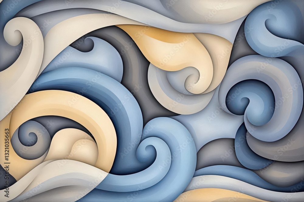 Aufkleber artistic painting of waves in vibrant colors capturing the fluidity and motion of water in a captiva