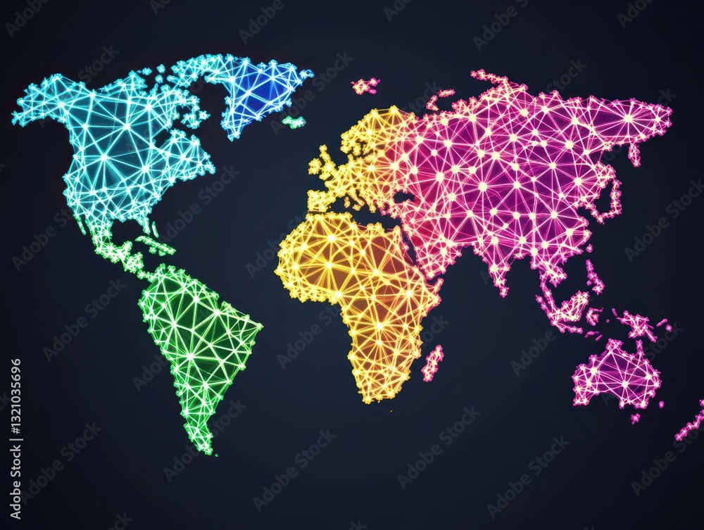 Aufkleber world map surrounded by a colorful background illustrating global diversity and cultural richness in