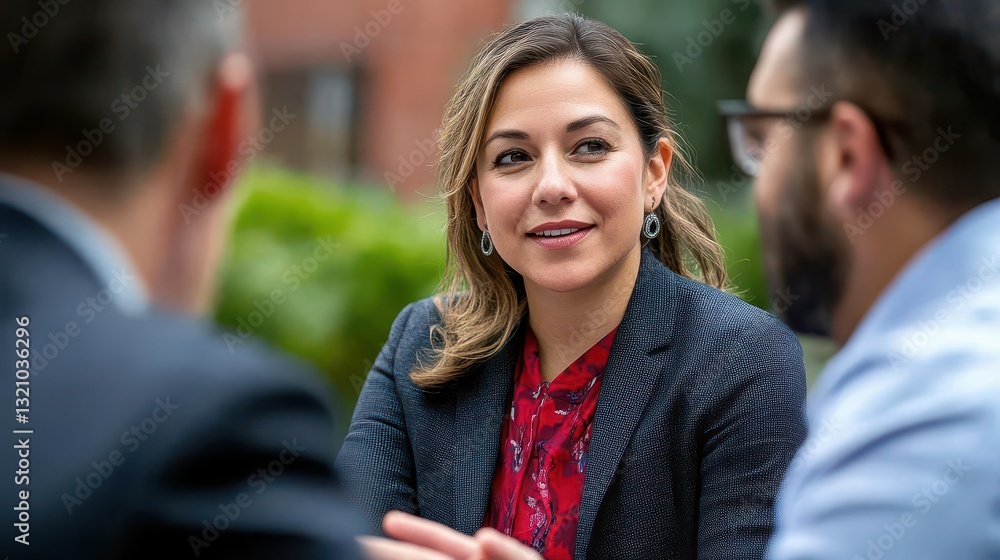 Aufkleber Engaging conversation between a woman and a man in a professional setting highlighting effective communication