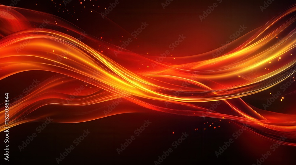 Poster dynamic fire-inspired background featuring intense red and orange flames with glowing embers and ene