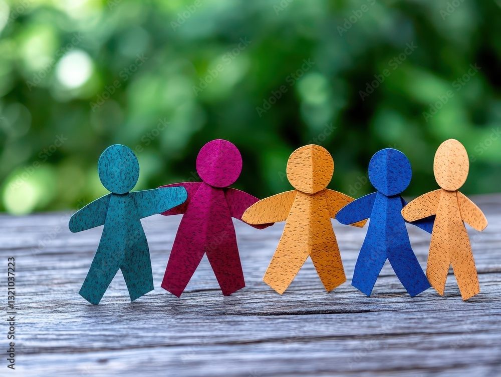 Poster Diverse group of people standing in a line with varied attitudes and expressions showcasing unity and togetherness