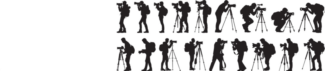 Photographer Silhouettes Vector Illustration on White Background
