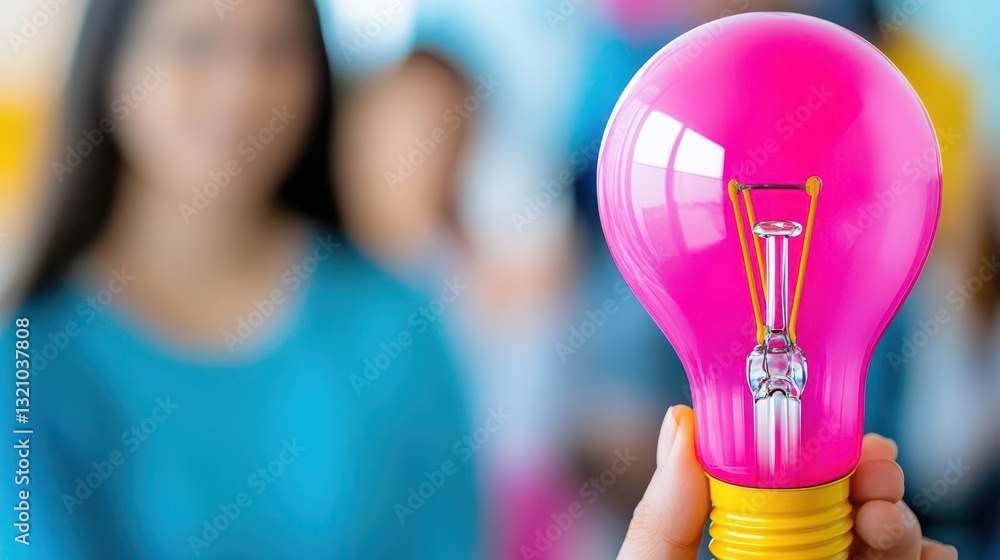Aufkleber a glowing light bulb held gently in a hand symbolizing ideas and creativity illuminating the concept