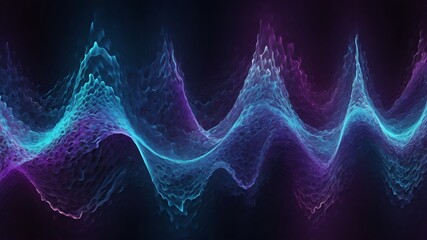 abstract waves, digital art, flowing lines, vibrant blues and purples, neon glow, dynamic curves, futuristic, ethereal, energy visualization, data streams