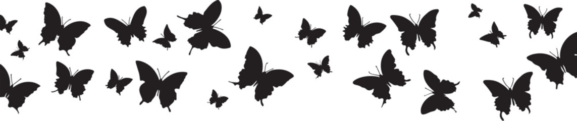 Fototapeta premium Butterfly Silhouettes Vector Illustration on White Background