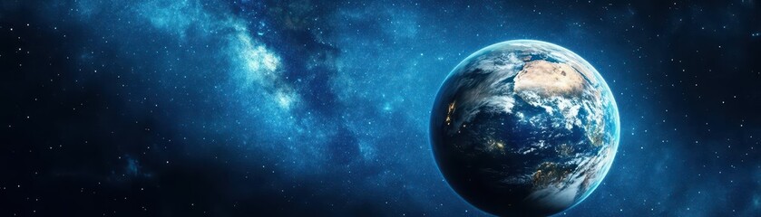 Obraz premium Stunning view of earth from outer space with vibrant blue oceans and white cloud cover against the infinite black void