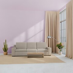  dimensional render of floor lamp standing beside white sofa