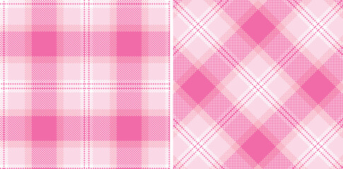 Pastel White Seamless Madras Plaid with Dark Bubblegum accents Textile Design