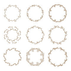 Aesthetic round floral shape art decoration isolated.