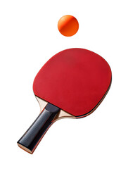 Table Tennis Paddle with Red Rubber and Orange Ping Pong Ball