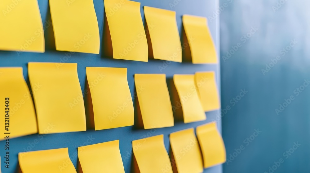 Poster colorful sticky notes displayed on a wall highlighting creative ideas and organizational skills in a